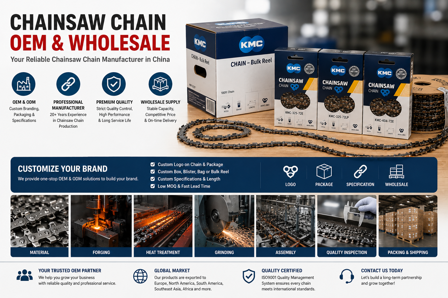 KMC Saw Chain Official | OEM Chainsaw Chain & Bulk Wholesale
